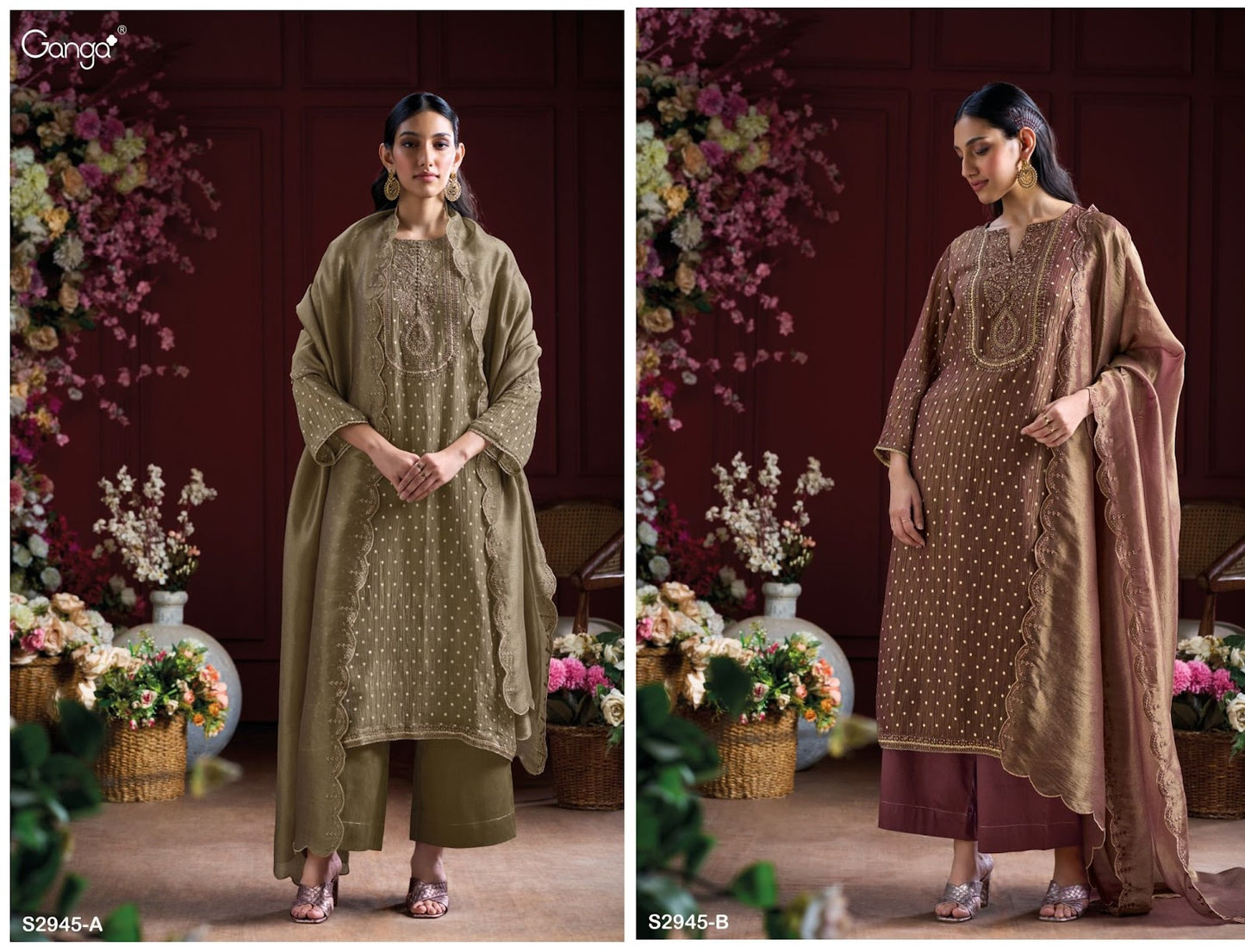 Kiely S2945 Ganga Viscose Silk Plazzo Style Suits Manufacturer Ahmedabad