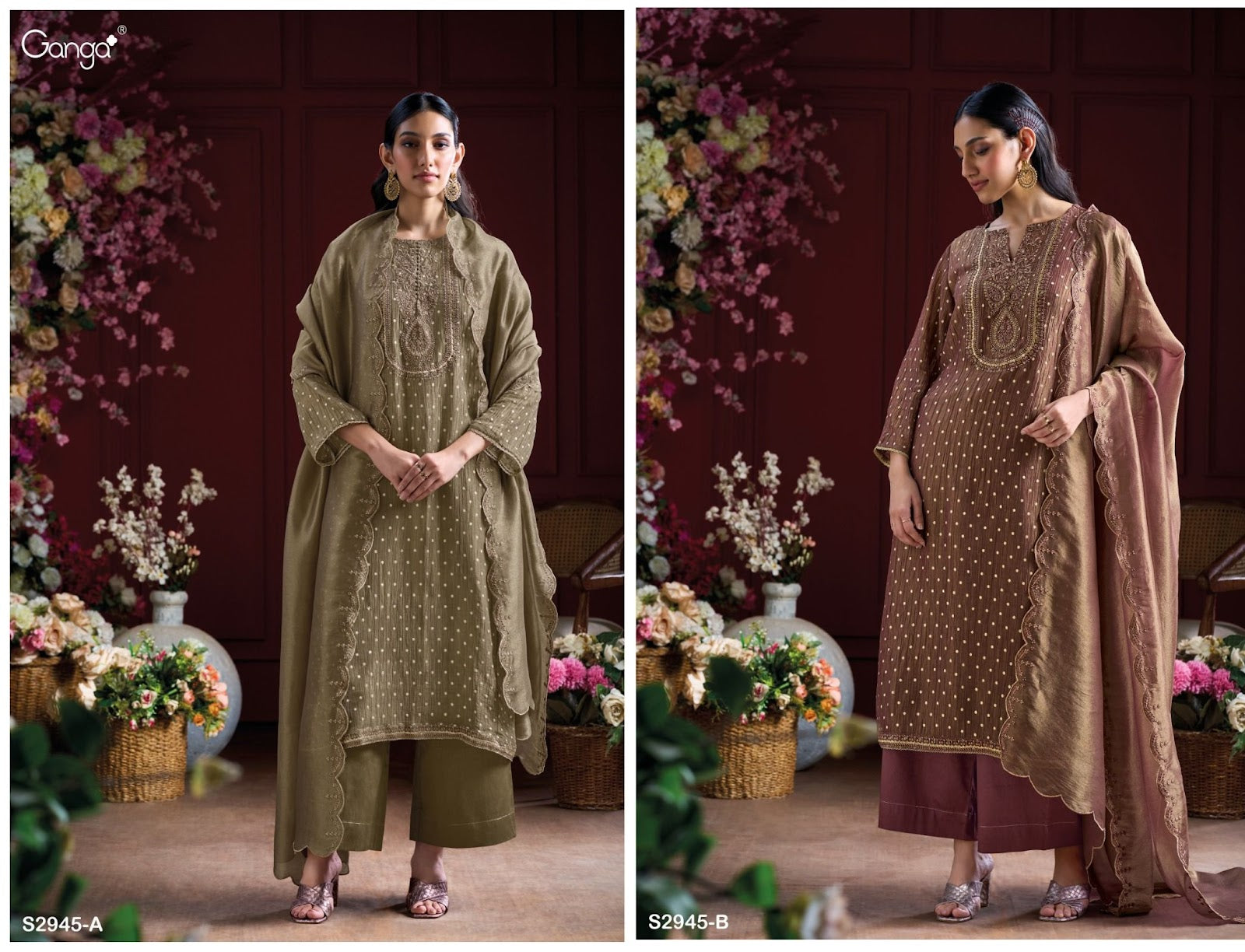 Kiely S2945 Ganga Viscose Silk Plazzo Style Suits Manufacturer Ahmedabad