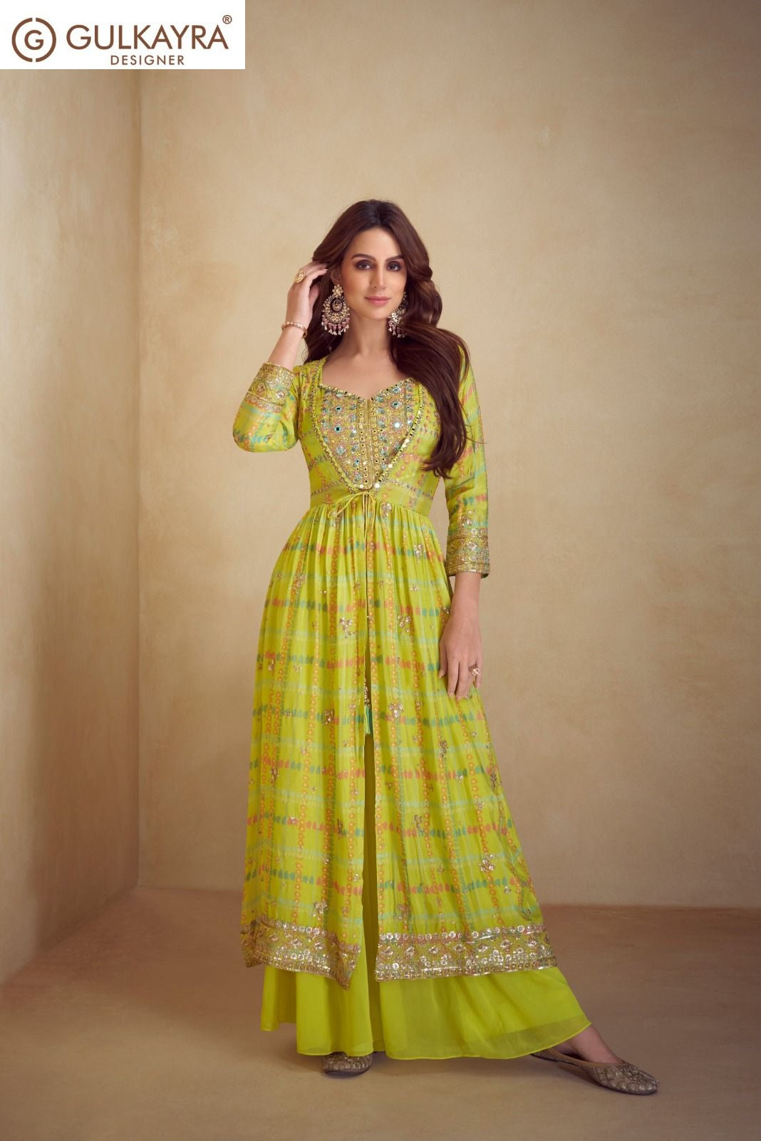 Kiera Gulkayra Designer Chinon Silk Indo Western Pair Supplier Ahmedabad