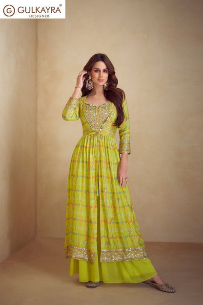 Kiera Gulkayra Designer Chinon Silk Indo Western Pair Supplier Ahmedabad