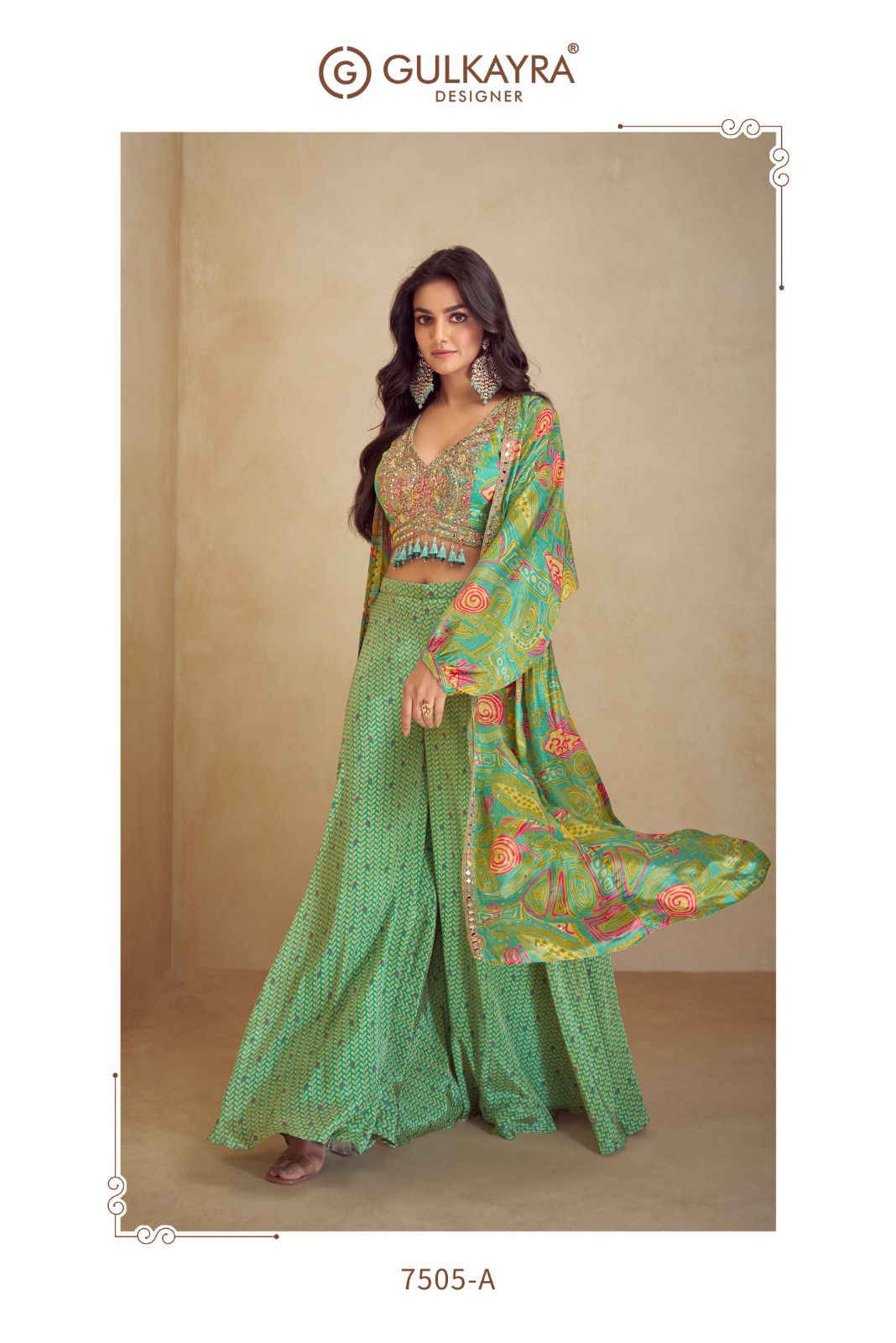 Kiera Gulkayra Designer Chinon Silk Indo Western Pair Supplier Ahmedabad