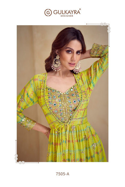 Kiera Gulkayra Designer Chinon Silk Indo Western Pair Supplier Ahmedabad