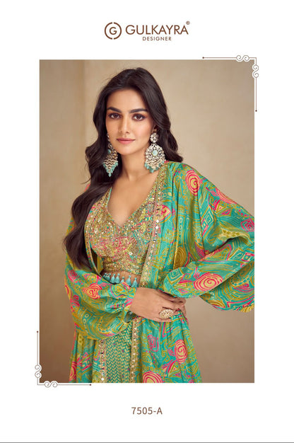 Kiera Gulkayra Designer Chinon Silk Indo Western Pair Supplier Ahmedabad