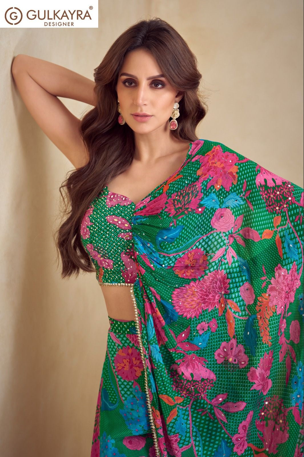 Kiera Gulkayra Designer Chinon Silk Indo Western Pair Supplier Ahmedabad