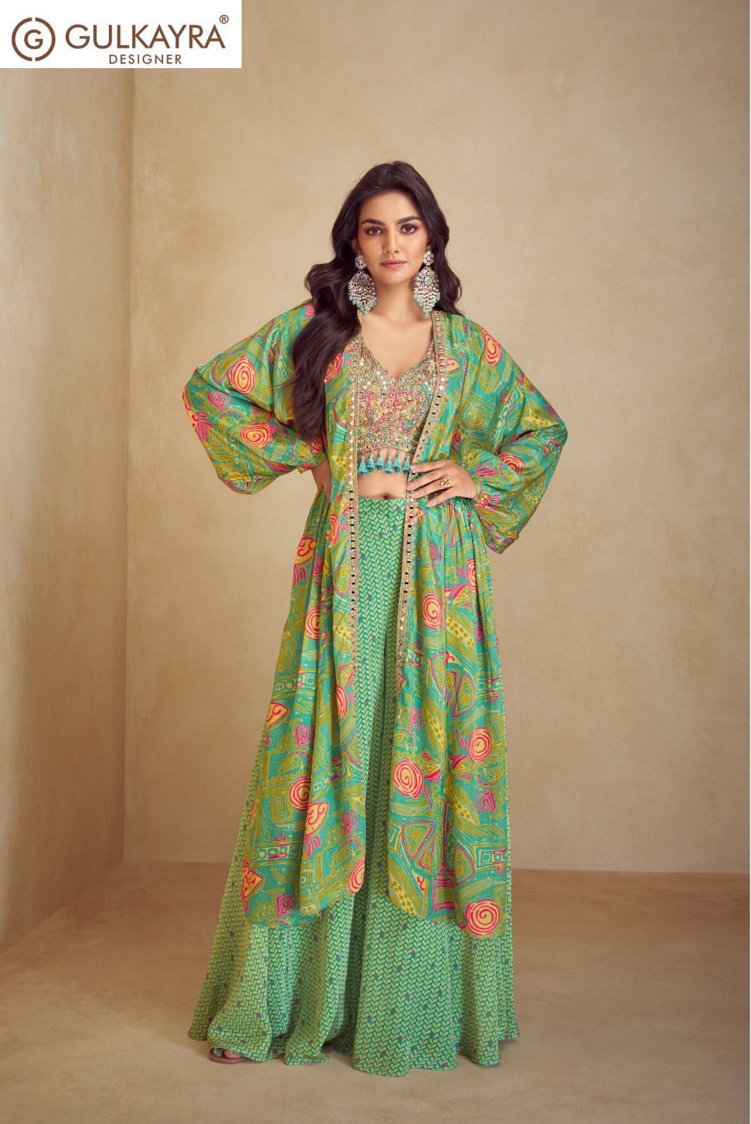 Kiera Gulkayra Designer Chinon Silk Indo Western Pair Supplier Ahmedabad