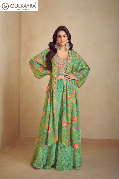 Kiera Gulkayra Designer Chinon Silk Indo Western Pair Supplier Ahmedabad