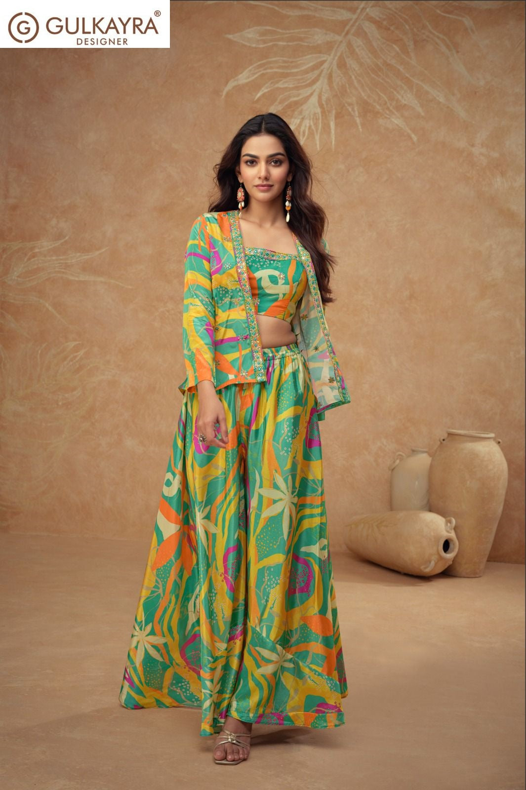 Kiera Gulkayra Designer Chinon Silk Indo Western Pair Supplier Ahmedabad