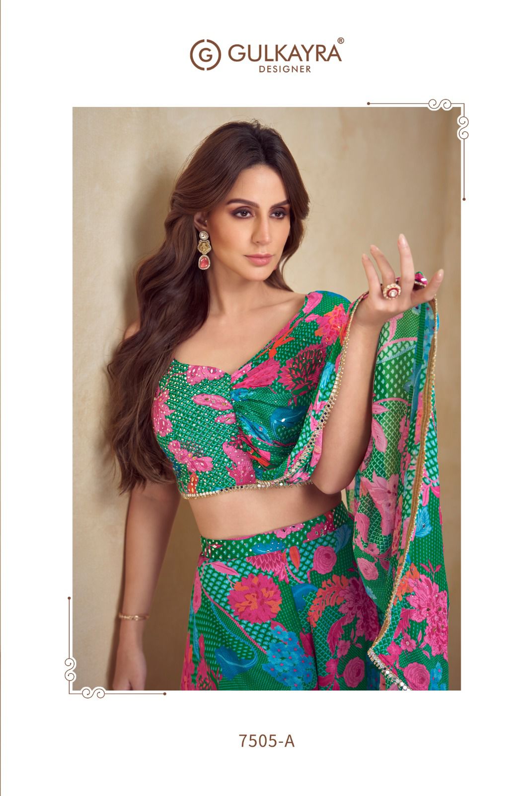 Kiera Gulkayra Designer Chinon Silk Indo Western Pair Supplier Ahmedabad