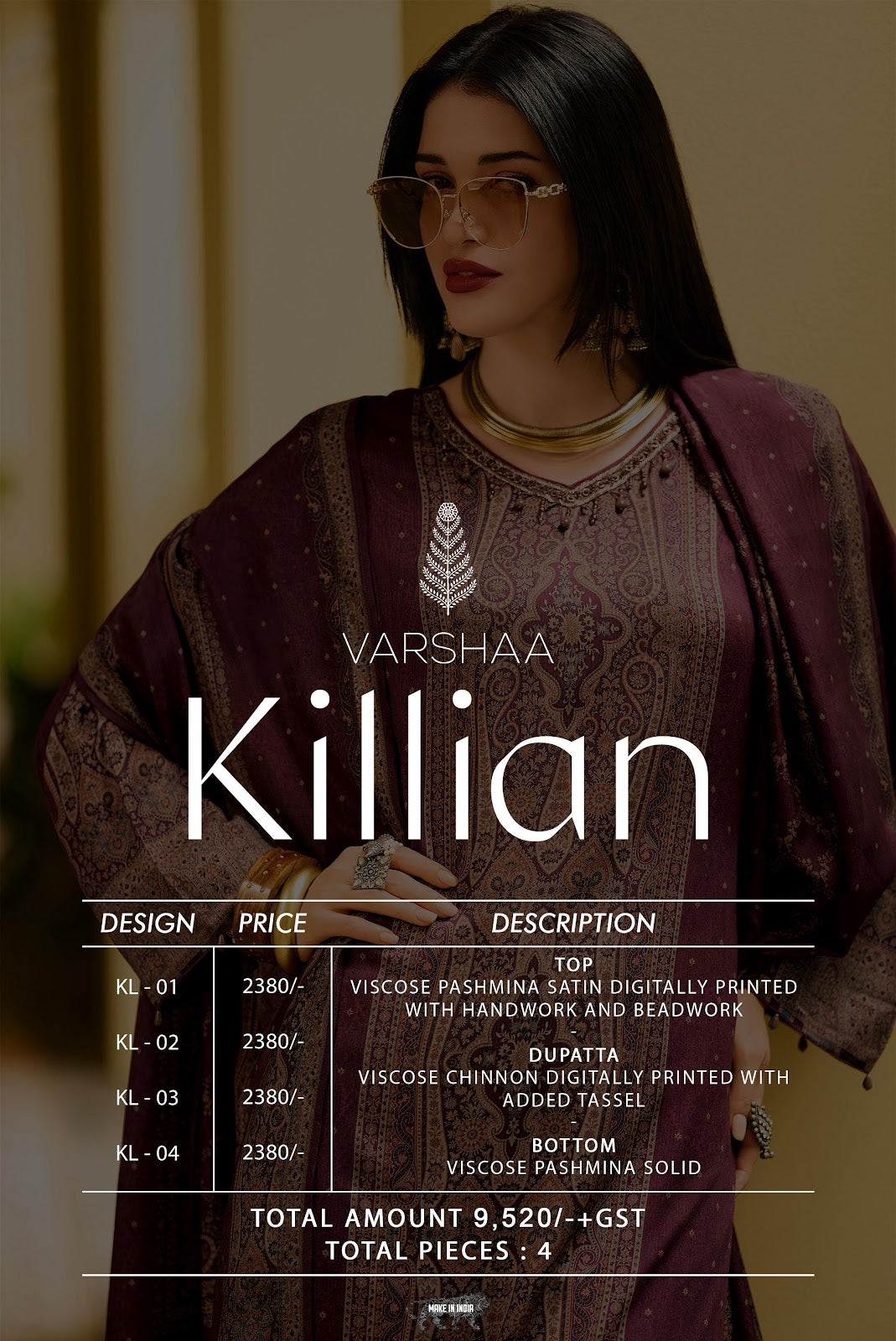Killian Varshaa Viscose Pashmina Suits Supplier Gujarat