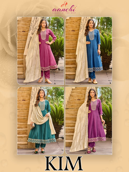 Kim Aanchi Vichitra Silk Readymade Anarkali Suits Exporter Gujarat