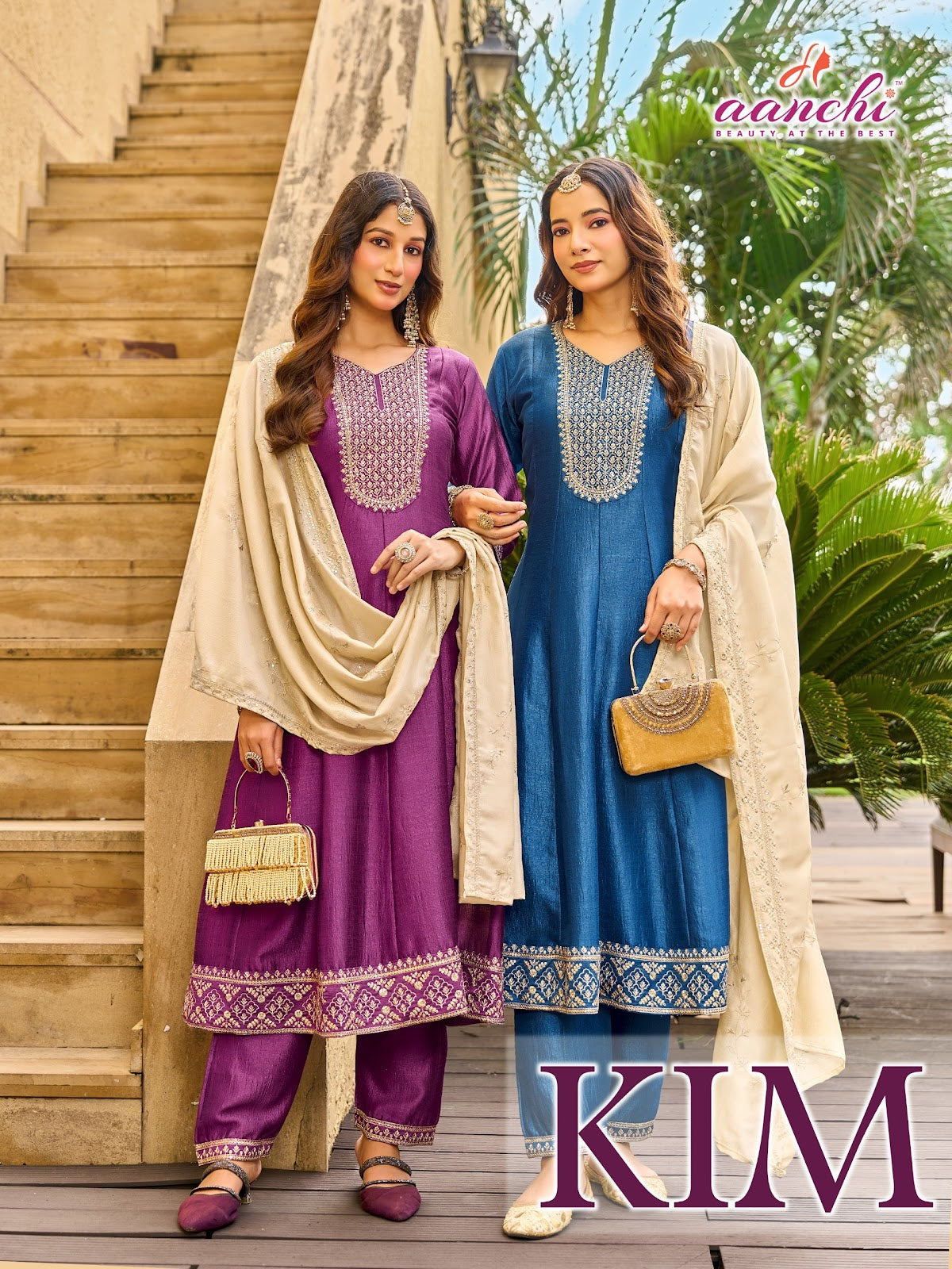 Kim Aanchi Vichitra Silk Readymade Anarkali Suits Exporter Gujarat