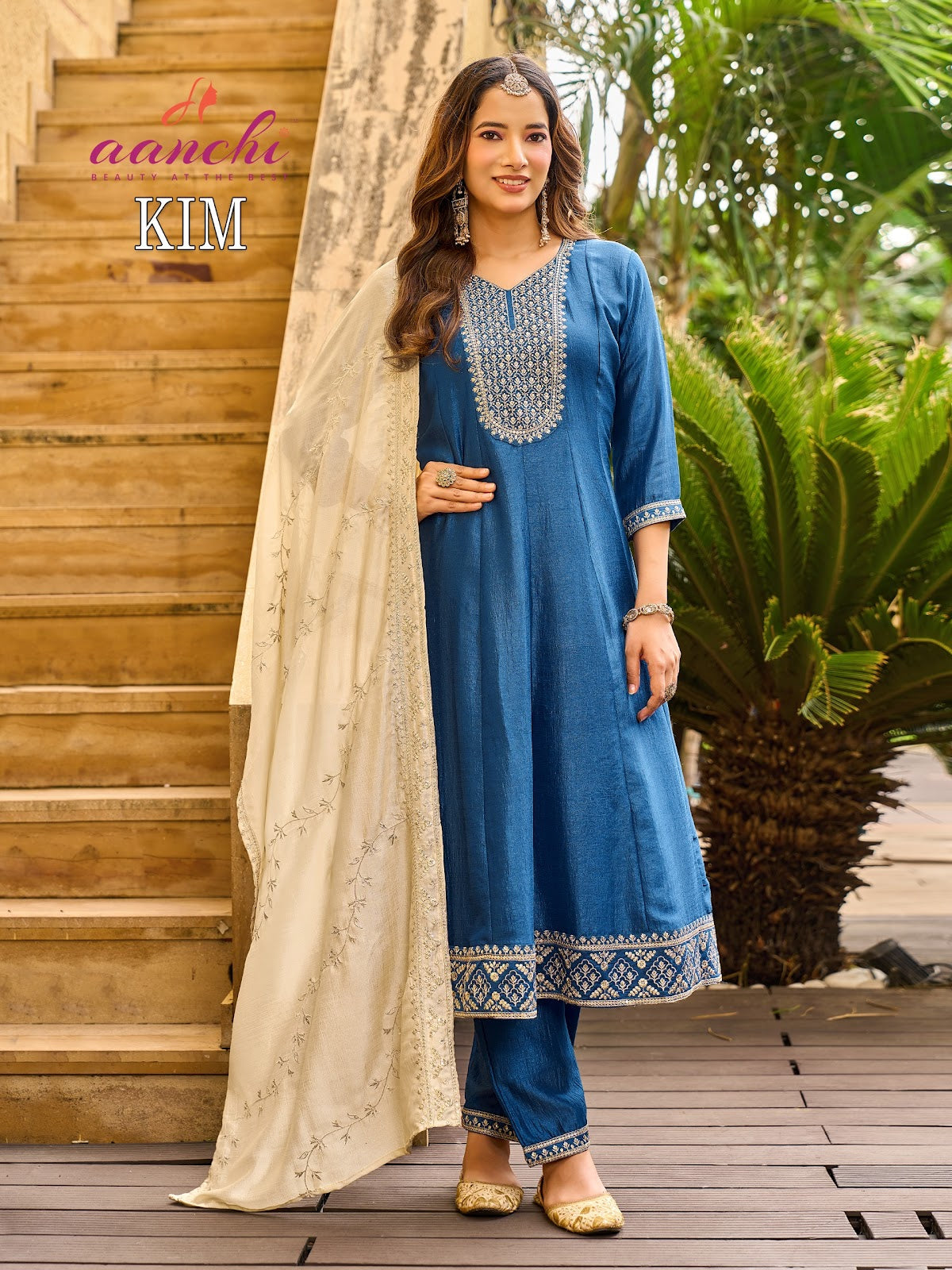 Kim Aanchi Vichitra Silk Readymade Anarkali Suits Exporter Gujarat