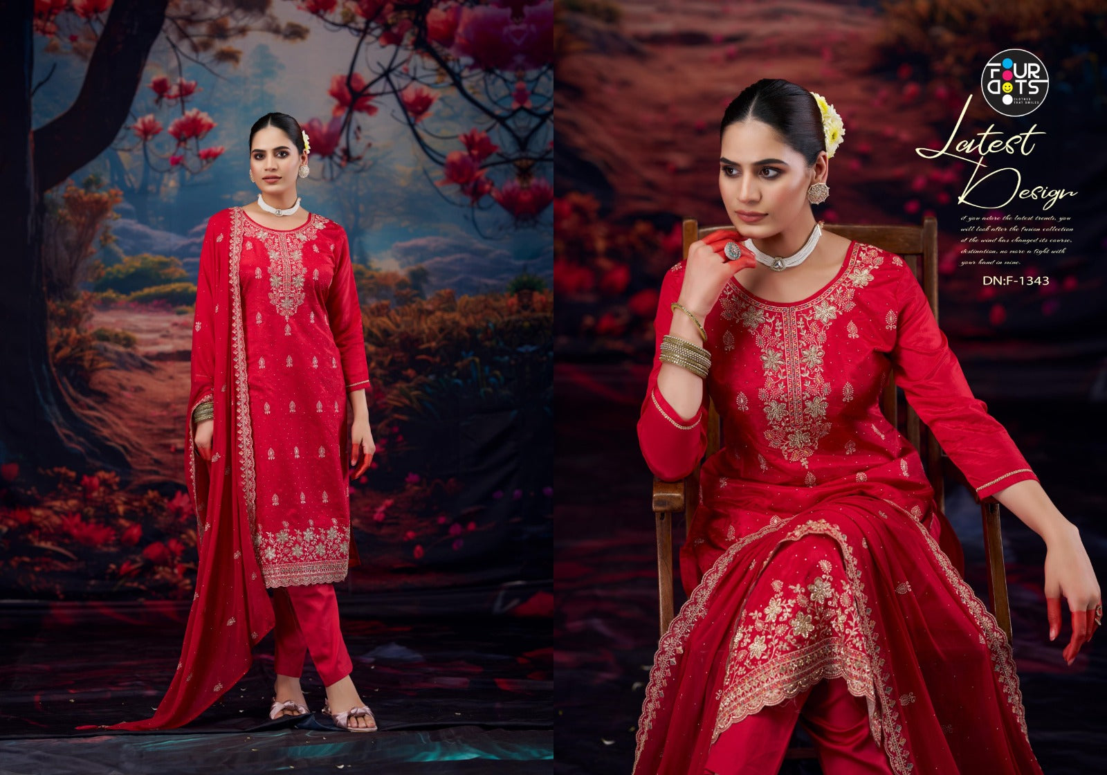 Kimaya Four Dots Organza Pant Style Suits Wholesale Price