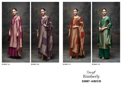 Kimberly 3697 Ganga Premium Cotton Plazzo Style Suits Wholesale Price