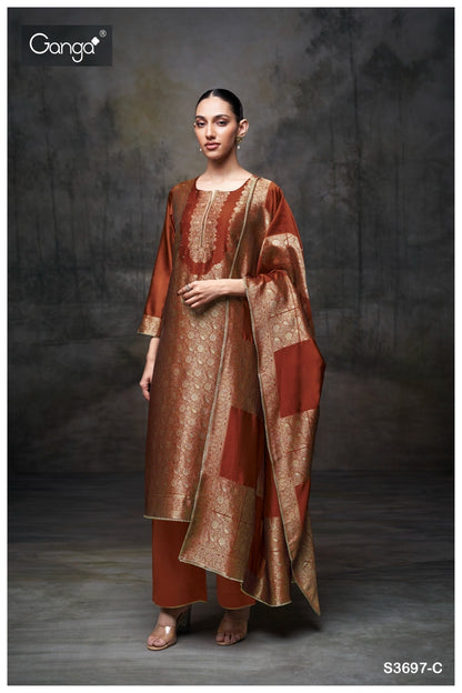 Kimberly 3697 Ganga Premium Cotton Plazzo Style Suits Wholesale Price