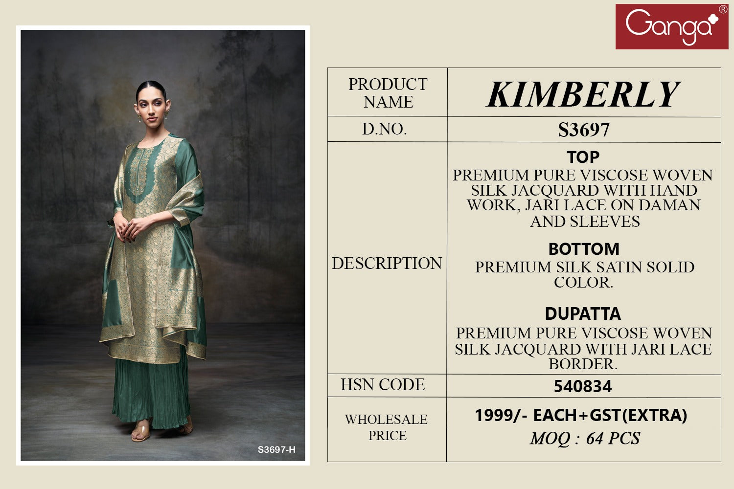 Kimberly 3697 New Colour Ganga Premium Viscose Plazzo Style Suits Manufacturer Ahmedabad