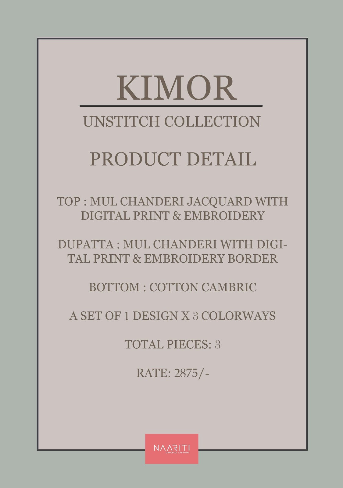 Kimor Naariti Mul Chanderi Pant Style Suits Exporter