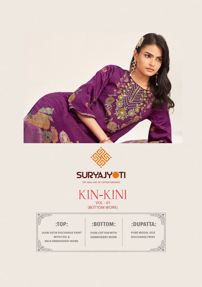 Kin Kini Vol 1 Suryajyoti Jam Satin Pant Style Suits Wholesaler India