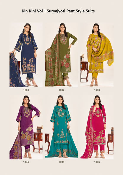 Kin Kini Vol 1 Suryajyoti Jam Satin Pant Style Suits Wholesaler India