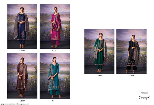 Kinaara C2141-2146 Ganga Dobby Pashmina Suits Wholesaler India