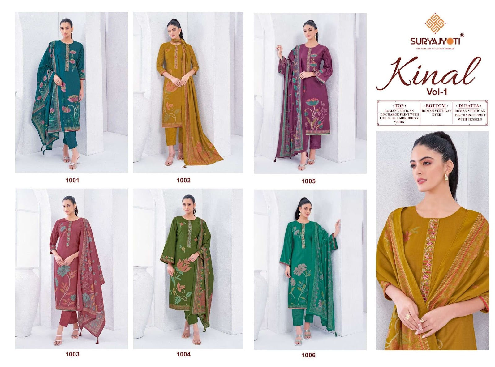 Kinal Vol 1 Suryajyoti Roman Pant Style Suits Wholesaler Ahmedabad