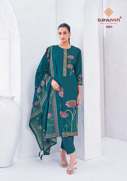 Kinal Vol 1 Suryajyoti Roman Pant Style Suits Wholesaler Ahmedabad