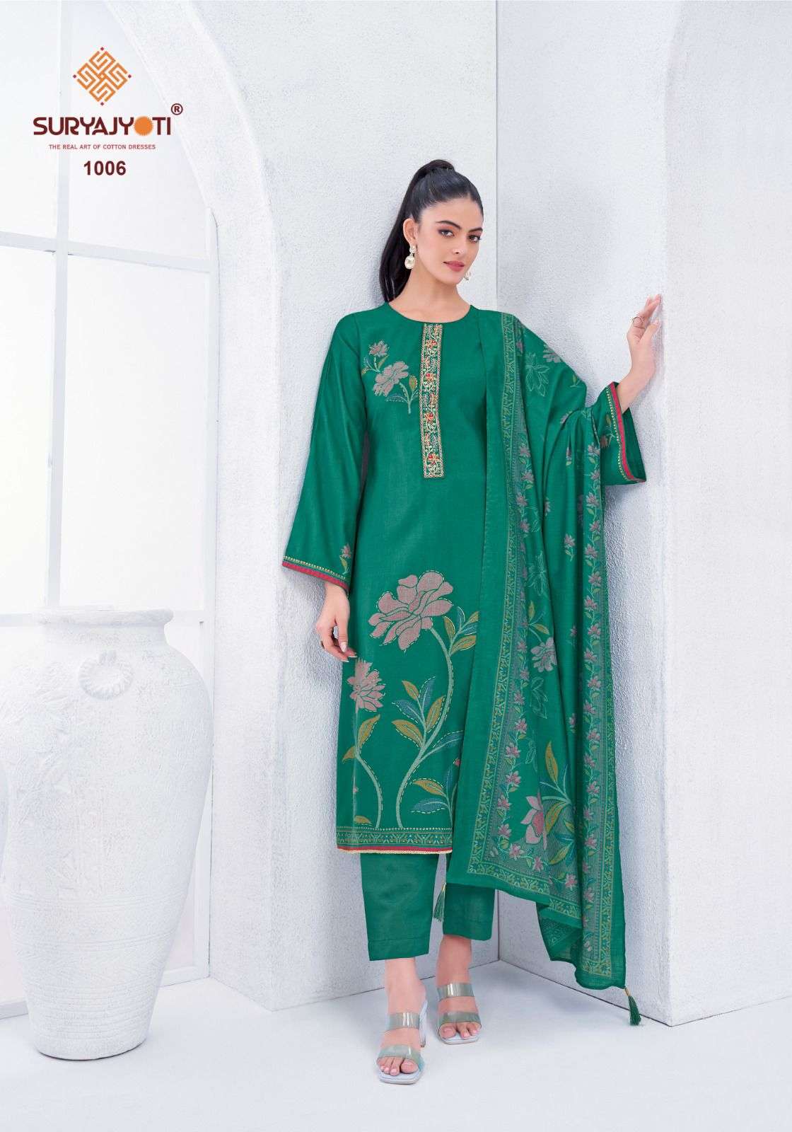 Kinal Vol 1 Suryajyoti Roman Pant Style Suits Wholesaler Ahmedabad