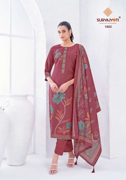 Kinal Vol 1 Suryajyoti Roman Pant Style Suits Wholesaler Ahmedabad