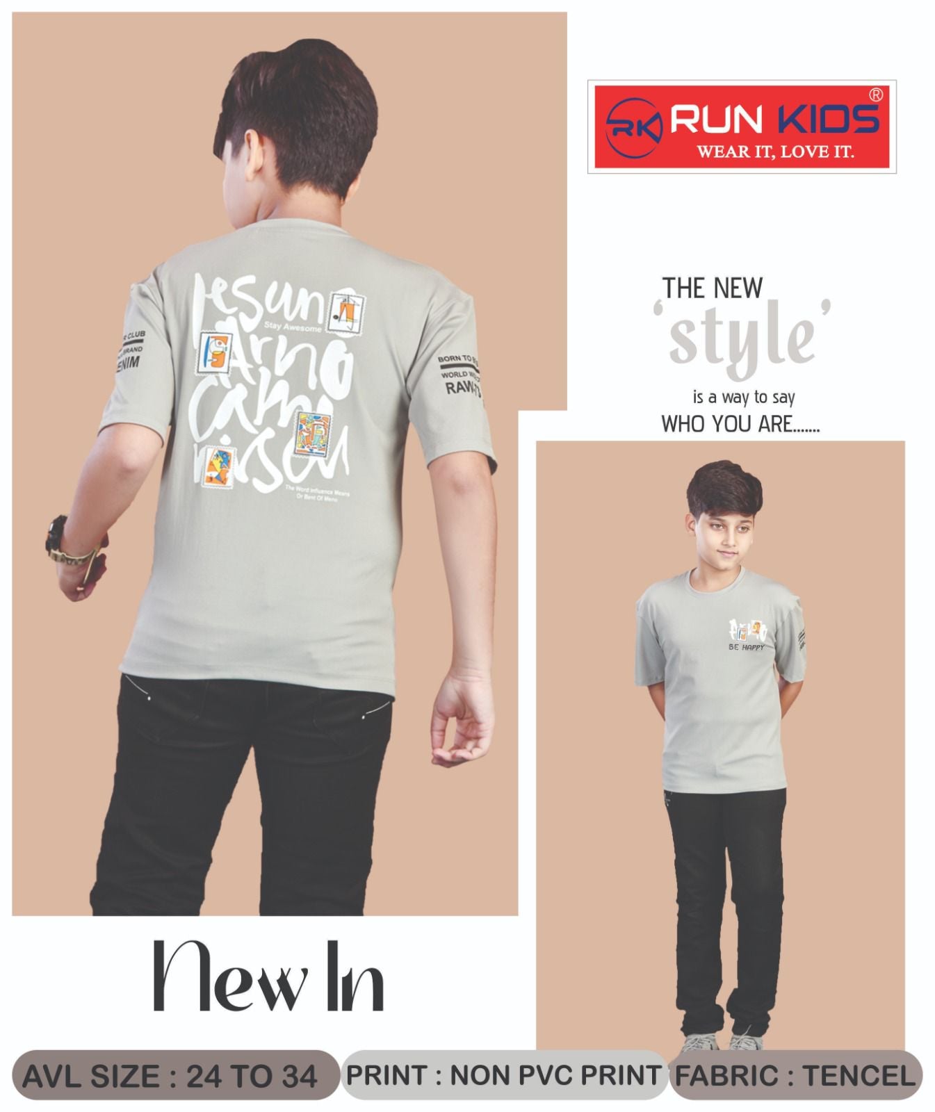 King Kong Run Kids Tencil Lycra Boys Tshirt Wholesaler Gujarat