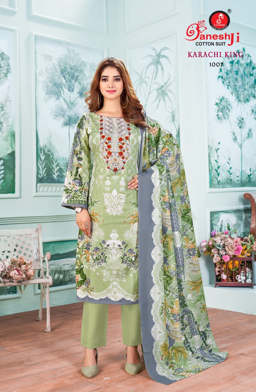 King Vol 1 Ganeshji Cotton Karachi Salwar Suits Wholesale Rate