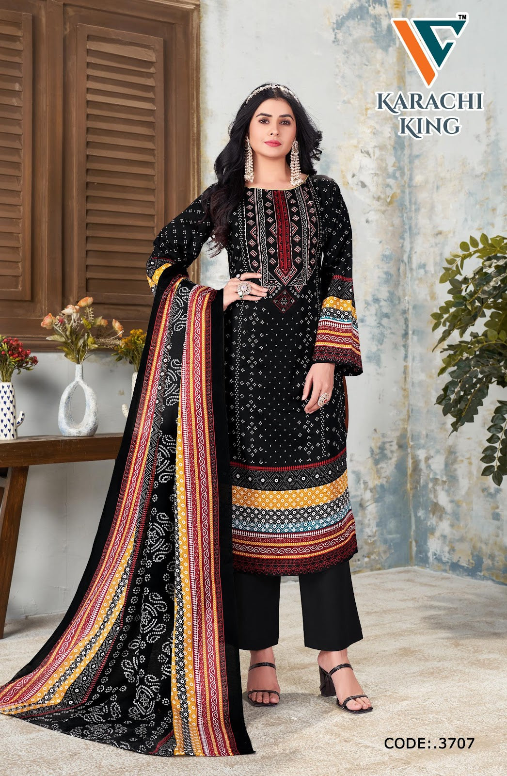 King Vol 37 Vandana Creation Mix Cotton Karachi Salwar Suits Manufacturer Ahmedabad