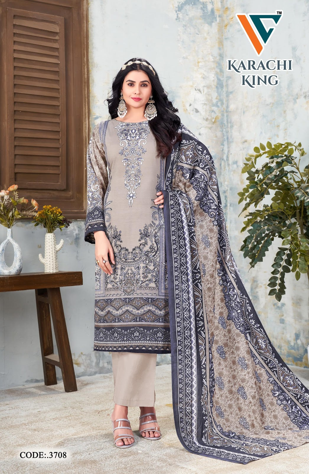 King Vol 37 Vandana Creation Mix Cotton Karachi Salwar Suits Manufacturer Ahmedabad