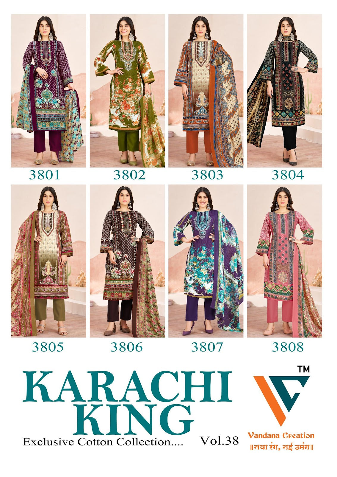 King Vol 38 Vandana Creation Mix Cotton Karachi Salwar Suits Manufacturer