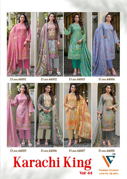King Vol 44 Vandana Creation Mix Cotton Karachi Salwar Suits Supplier India