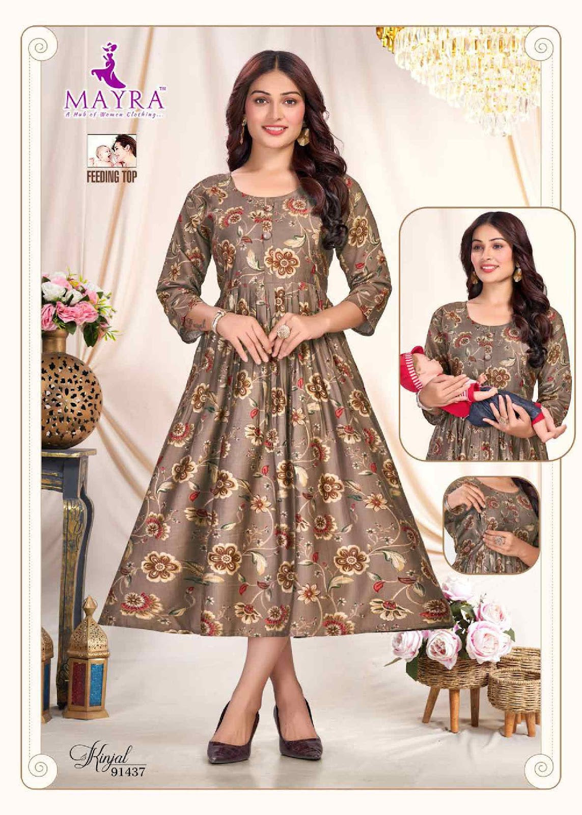 Kinjal 0207 Mayra Vertican Feeding Kurtis Manufacturer India