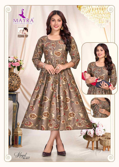 Kinjal 0207 Mayra Vertican Feeding Kurtis Manufacturer India