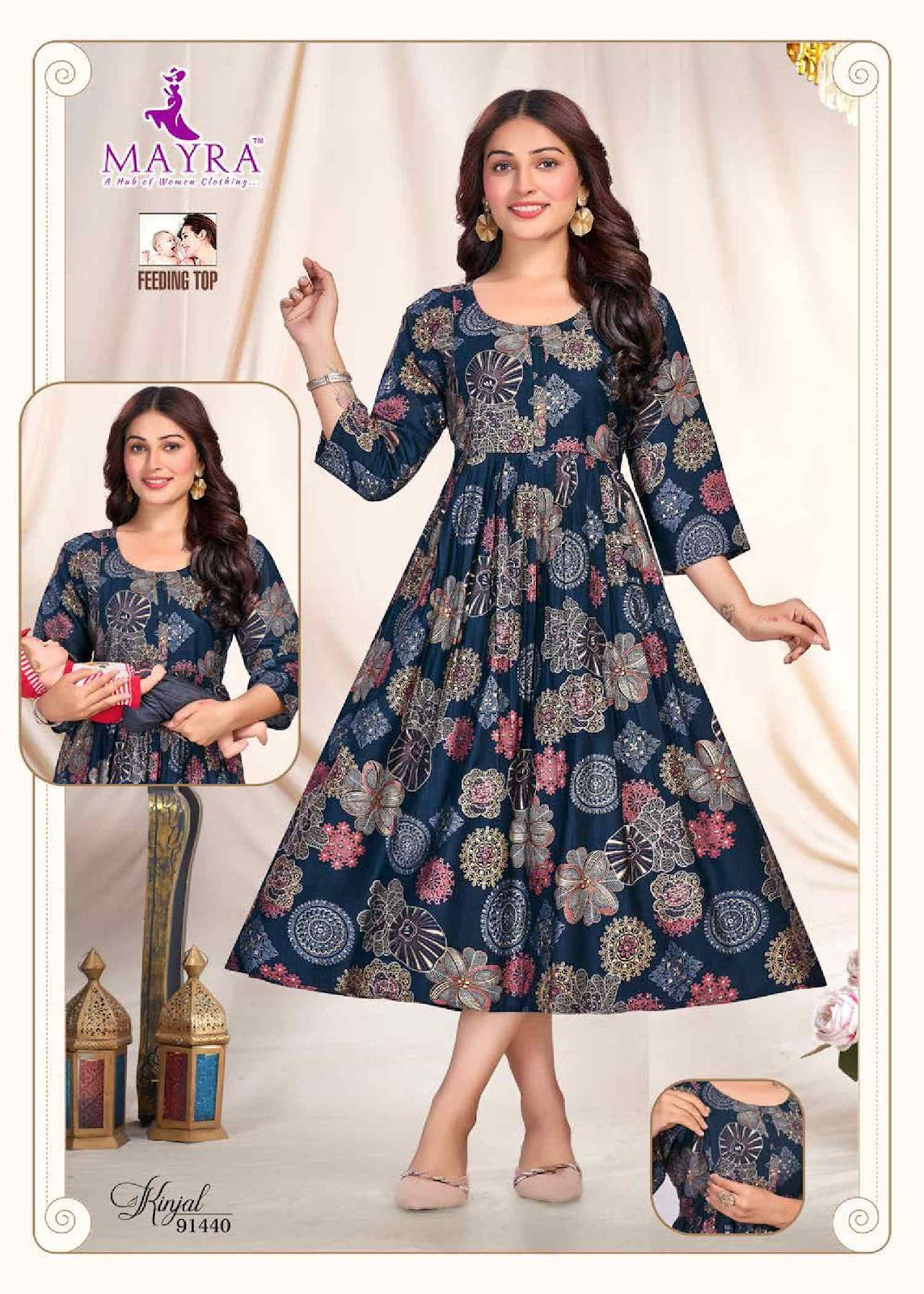 Kinjal 0207 Mayra Vertican Feeding Kurtis Manufacturer India