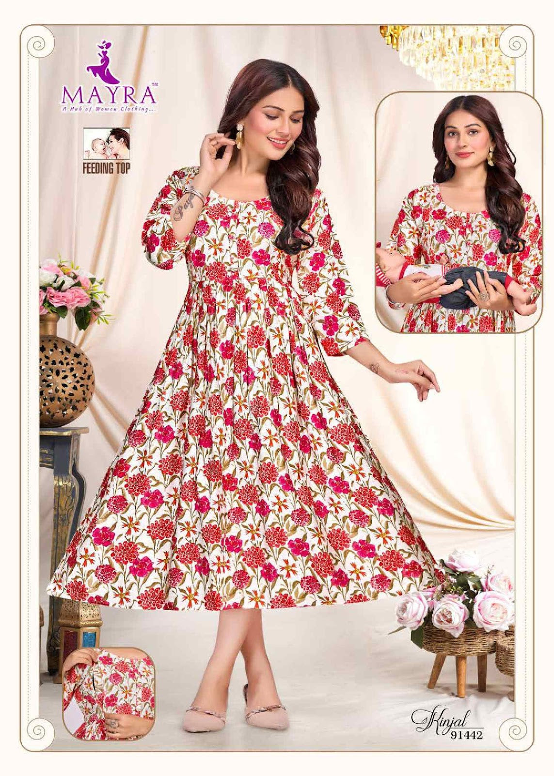 Kinjal 0207 Mayra Vertican Feeding Kurtis Manufacturer India