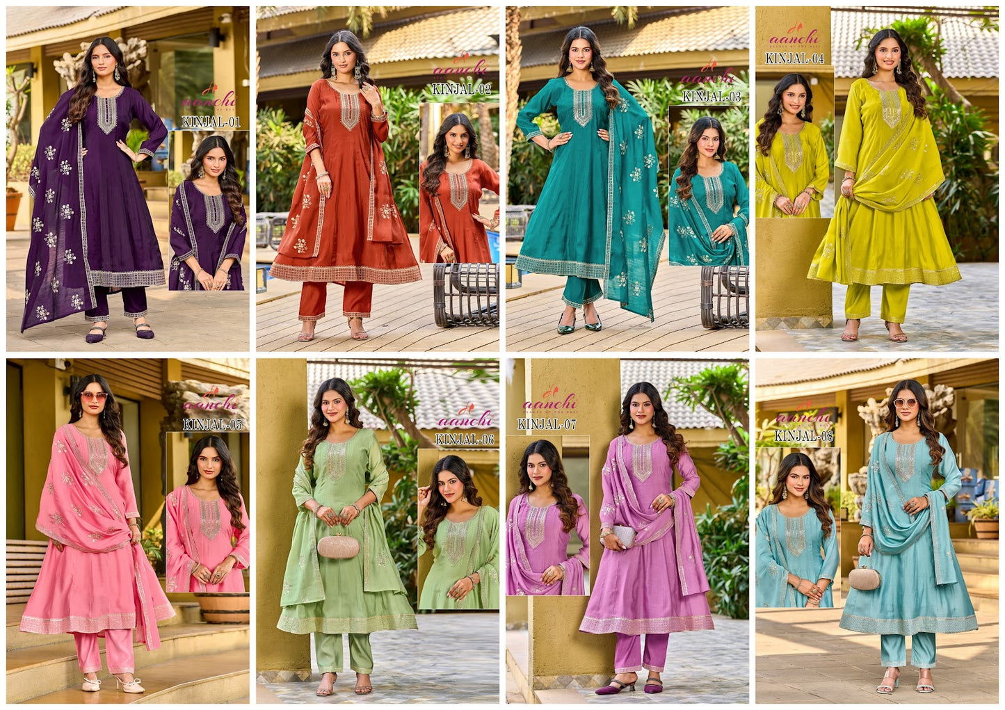 Kinjal Aanchi Mal Chanderi Readymade Anarkali Suits Wholesale Price