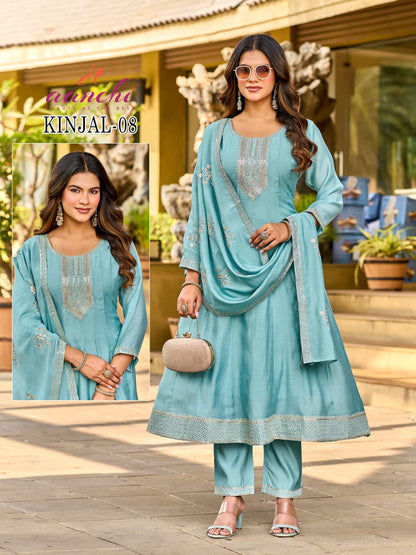 Kinjal Aanchi Mal Chanderi Readymade Anarkali Suits Wholesale Price