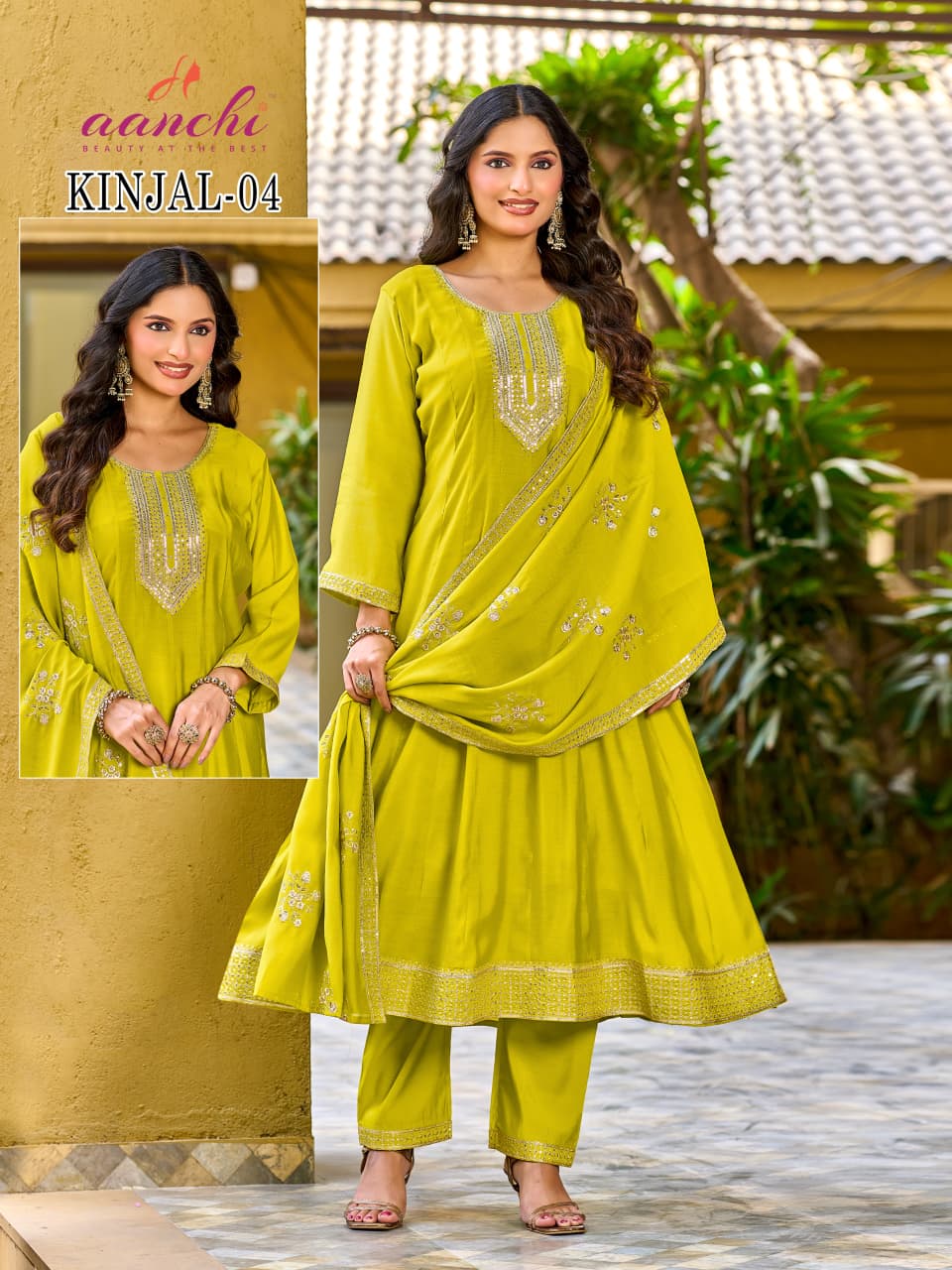 Kinjal Aanchi Mal Chanderi Readymade Anarkali Suits Wholesale Price