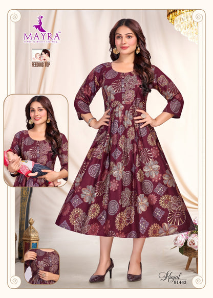 Kinjal Ramdev Creation Vertican Feeding Kurtis Supplier
