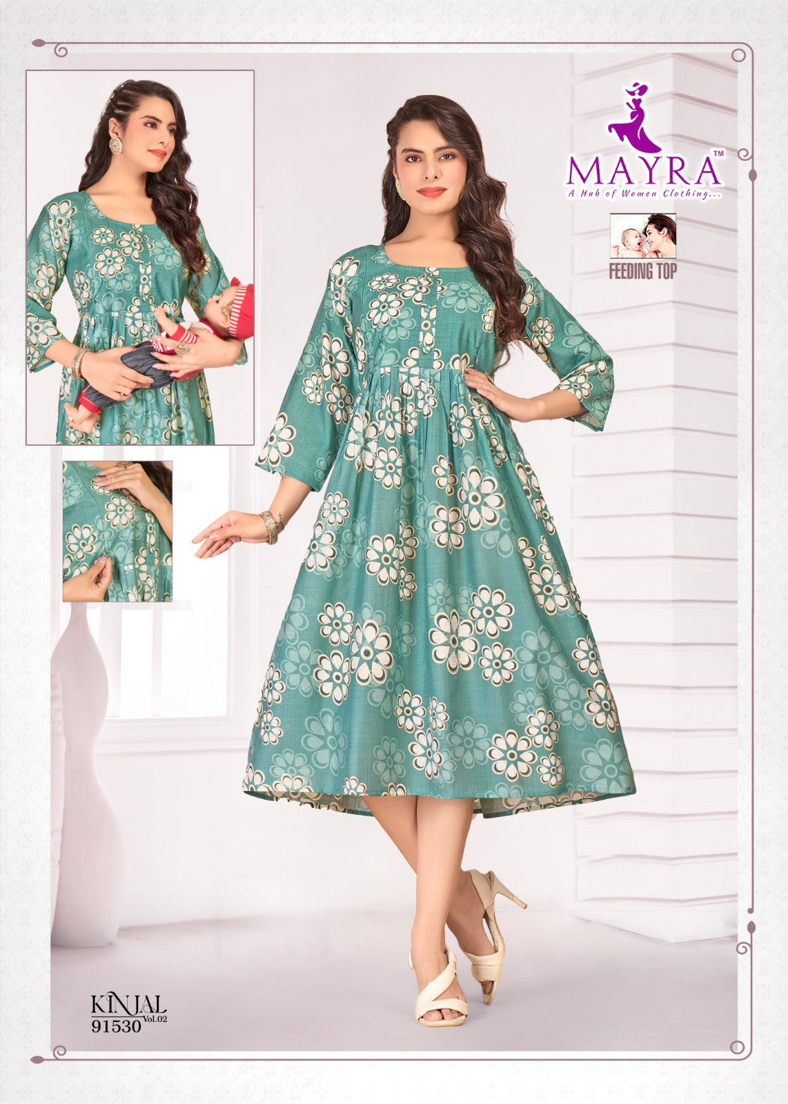 Kinjal Vol 2 Mayra Vertican Feeding Kurtis Exporter Ahmedabad