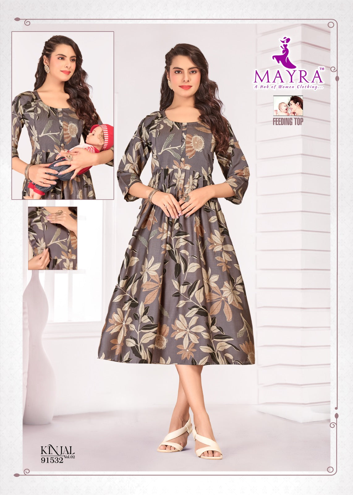 Kinjal Vol 2 Mayra Vertican Feeding Kurtis Exporter Ahmedabad