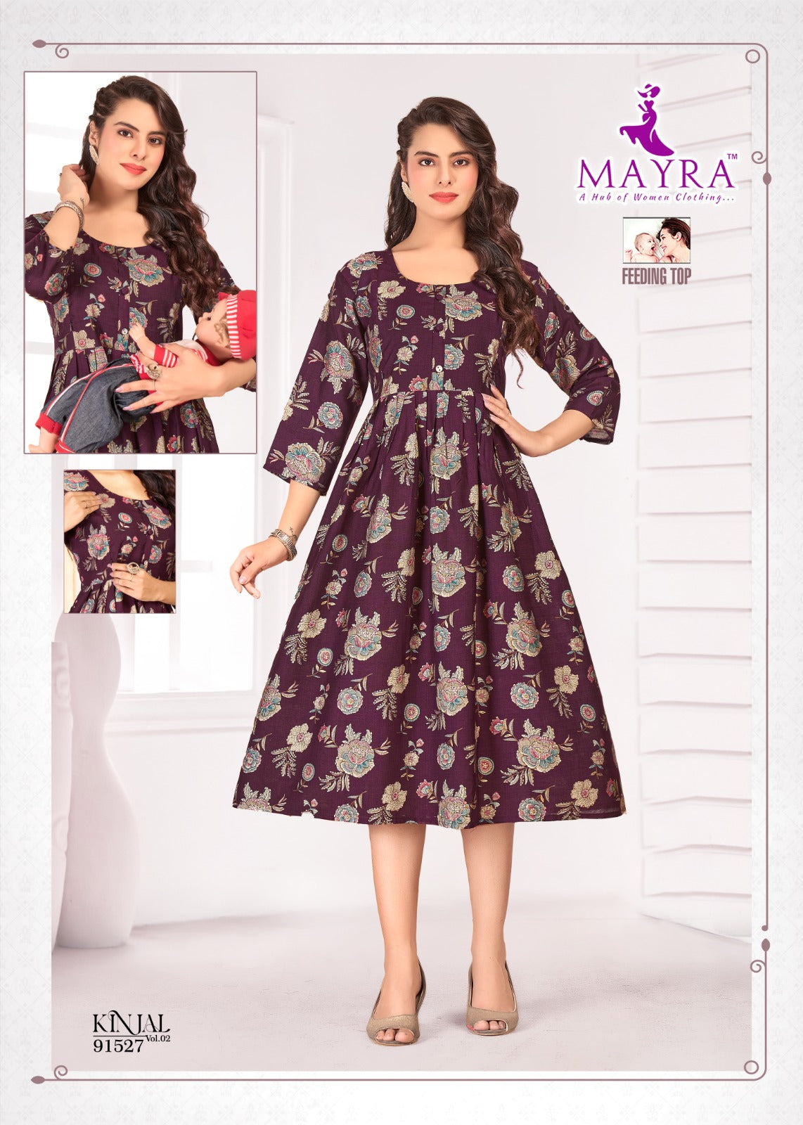 Kinjal Vol 2 Mayra Vertican Feeding Kurtis Exporter Ahmedabad