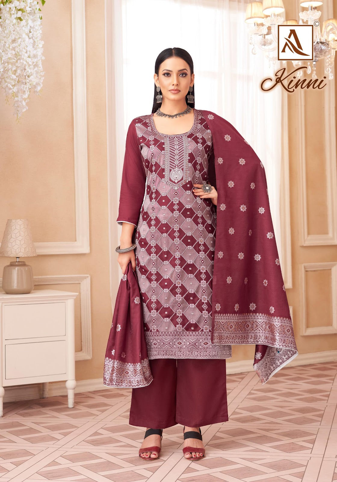 Kinni Alok Muslin Jacquard Karachi Salwar Suits Supplier India
