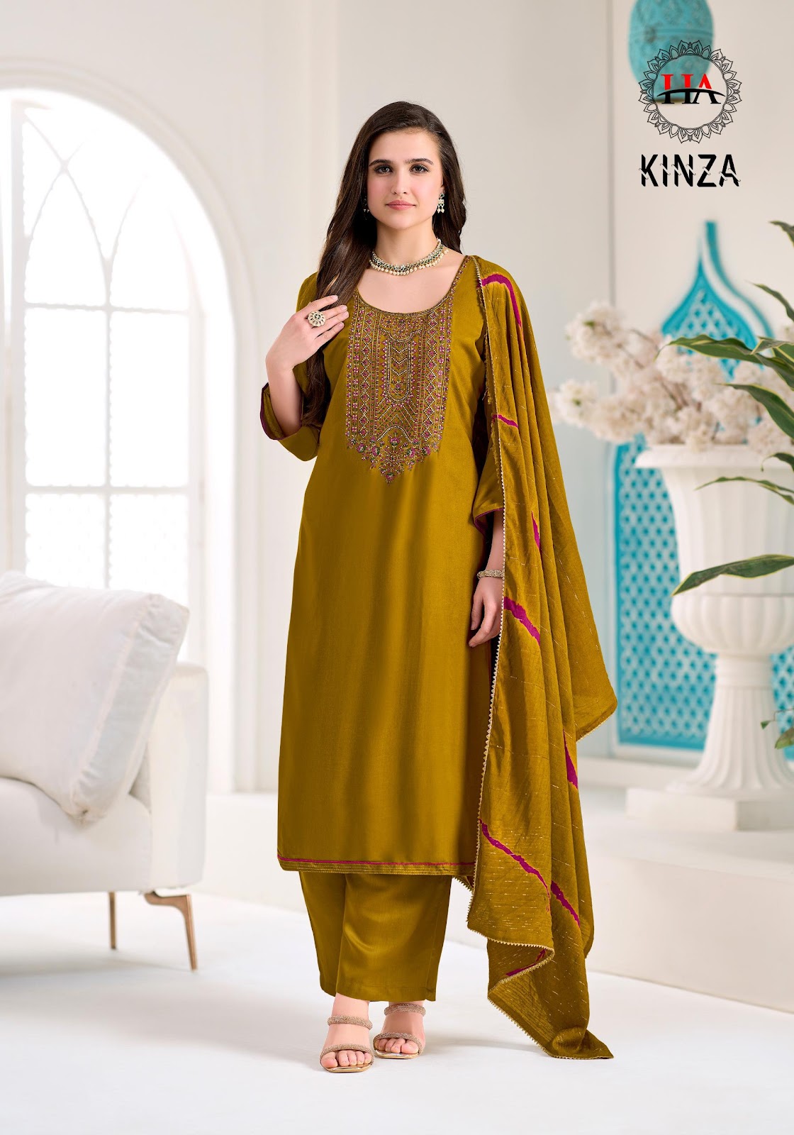 Kinza Harshit Fashion Viscose Reyon Pant Style Suits Exporter Gujarat