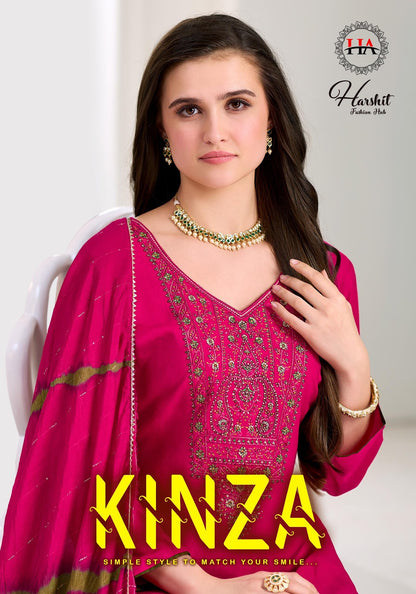 Kinza Harshit Fashion Viscose Reyon Pant Style Suits Exporter Gujarat