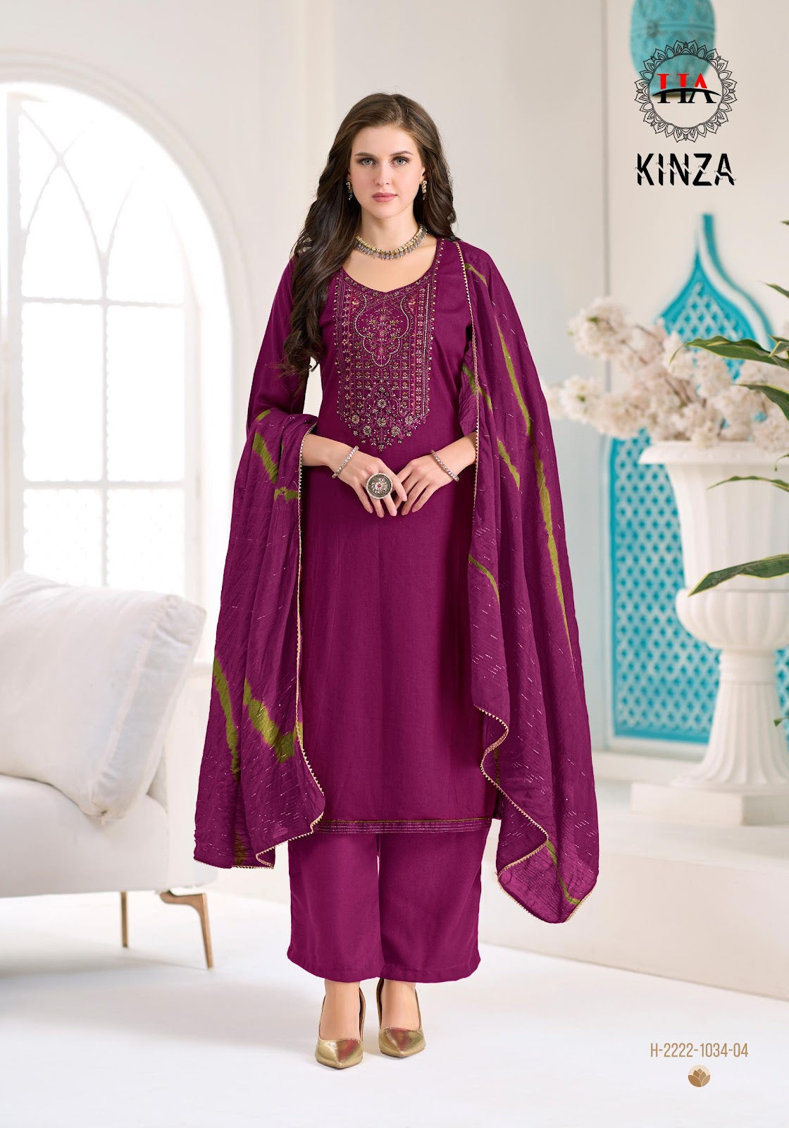 Kinza Harshit Fashion Viscose Reyon Pant Style Suits Exporter Gujarat