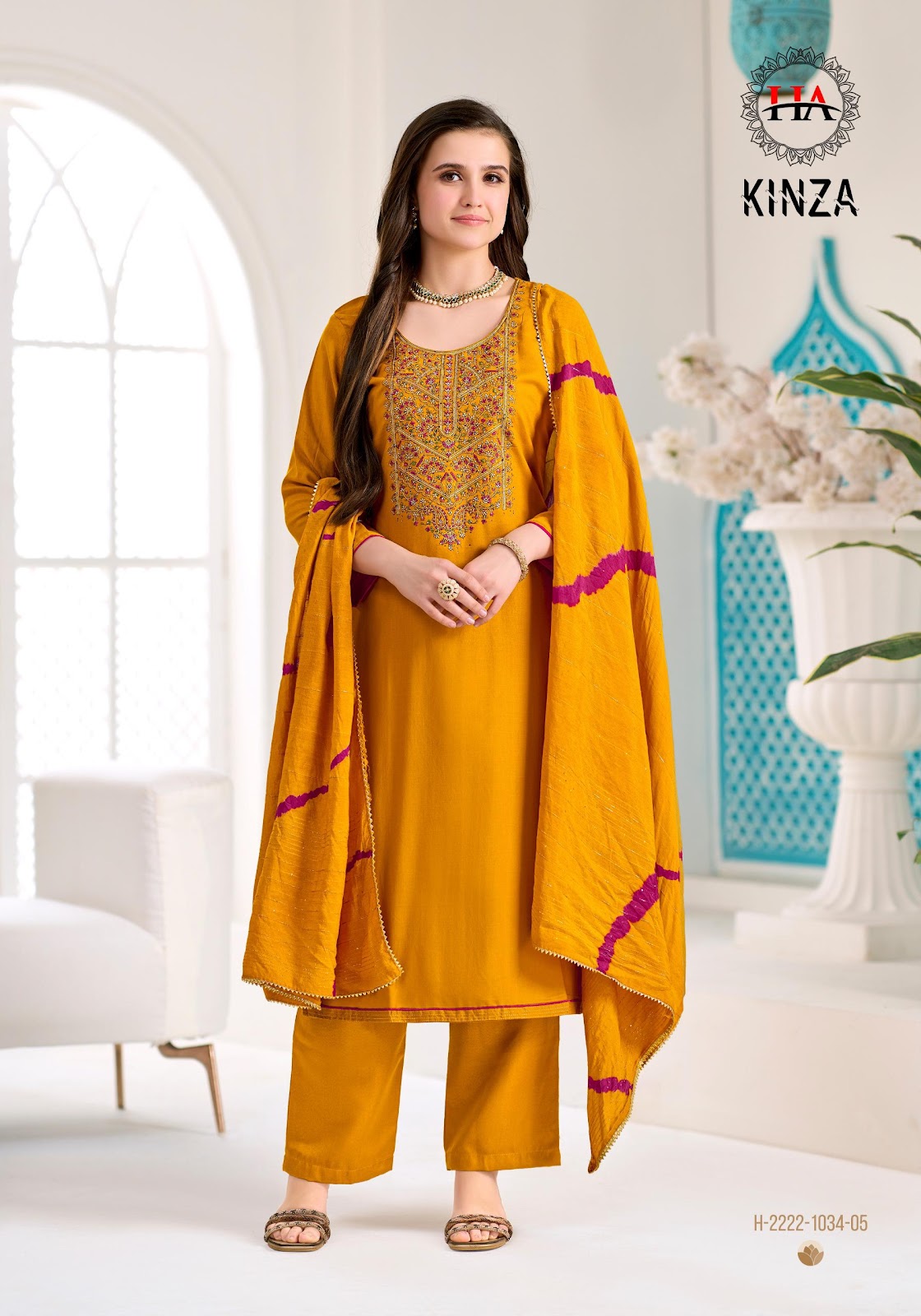 Kinza Harshit Fashion Viscose Reyon Pant Style Suits Exporter Gujarat
